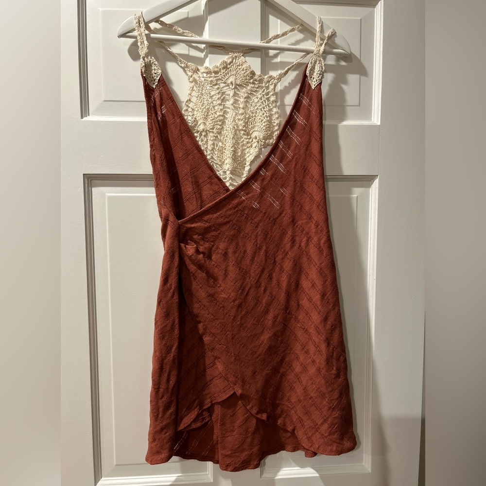 Free People Crochet Back Boho Sleeveless Mini Dress Size XS NEW
